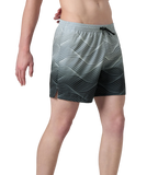 Men's 4 Way Comfort Stretch Essential Printed Watershorts With Side Pockets - Antracite & Coin Grey