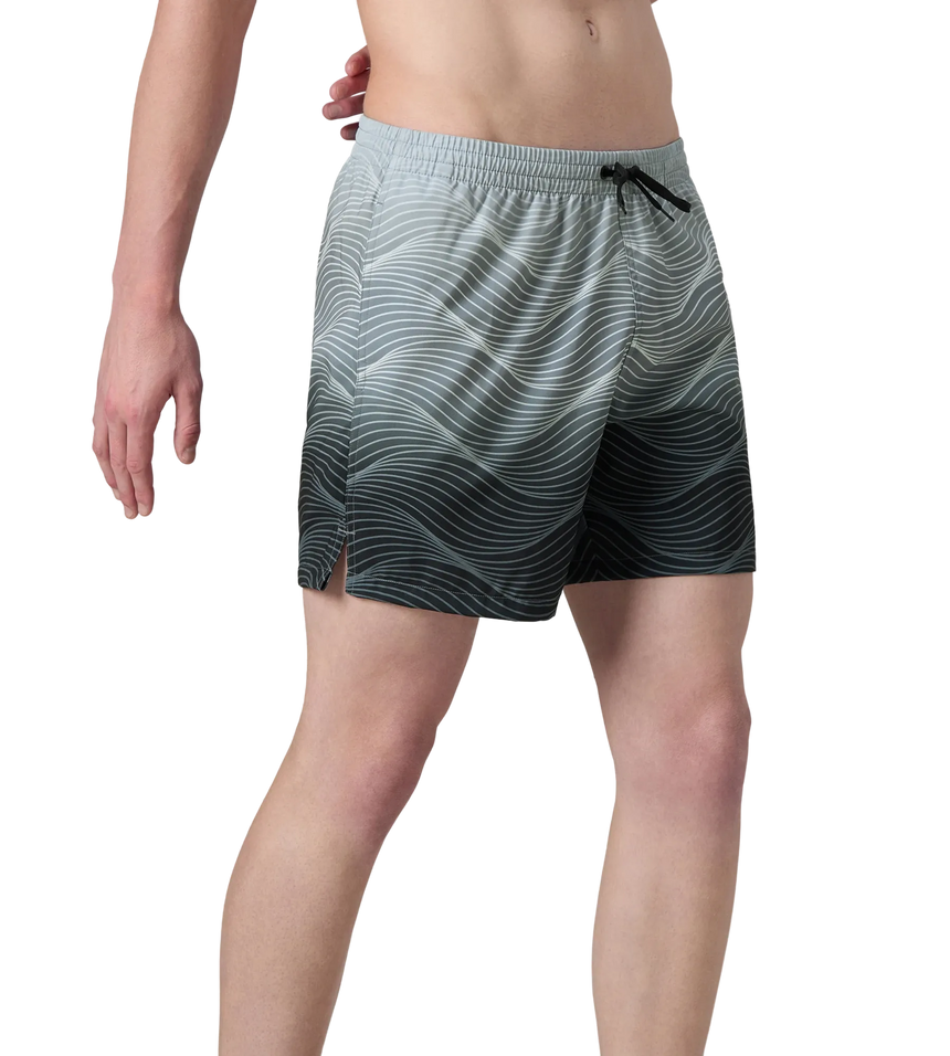 Men's 4 Way Comfort Stretch Essential Printed Watershorts With Side Pockets - Antracite & Coin Grey