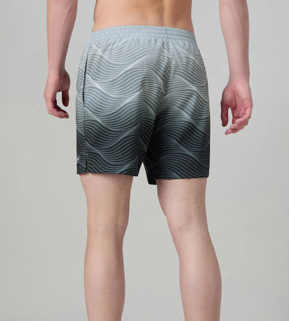 Men's 4 Way Comfort Stretch Essential Printed Watershorts With Side Pockets - Antracite & Coin Grey