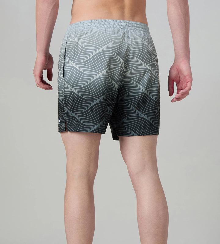 Men's 4 Way Comfort Stretch Essential Printed Watershorts With Side Pockets - Antracite & Coin Grey