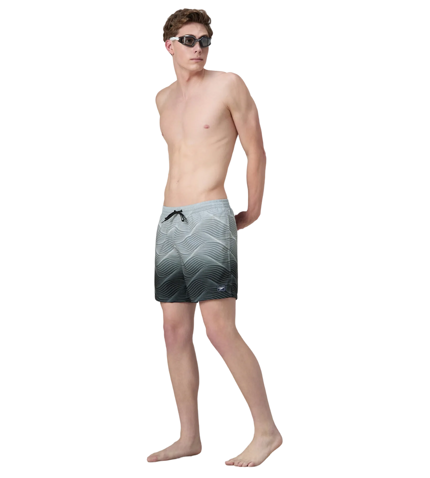 Men's 4 Way Comfort Stretch Essential Printed Watershorts With Side Pockets - Antracite & Coin Grey