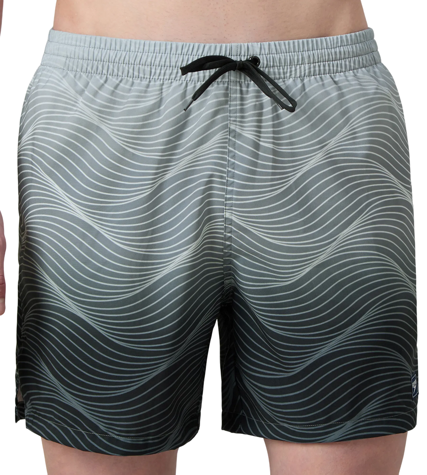 Men's 4 Way Comfort Stretch Essential Printed Watershorts With Side Pockets - Antracite & Coin Grey