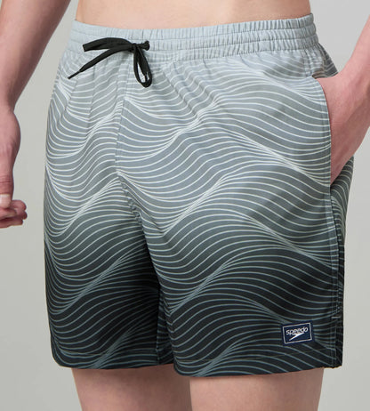 Men's 4 Way Comfort Stretch Essential Printed Watershorts With Side Pockets - Antracite & Coin Grey
