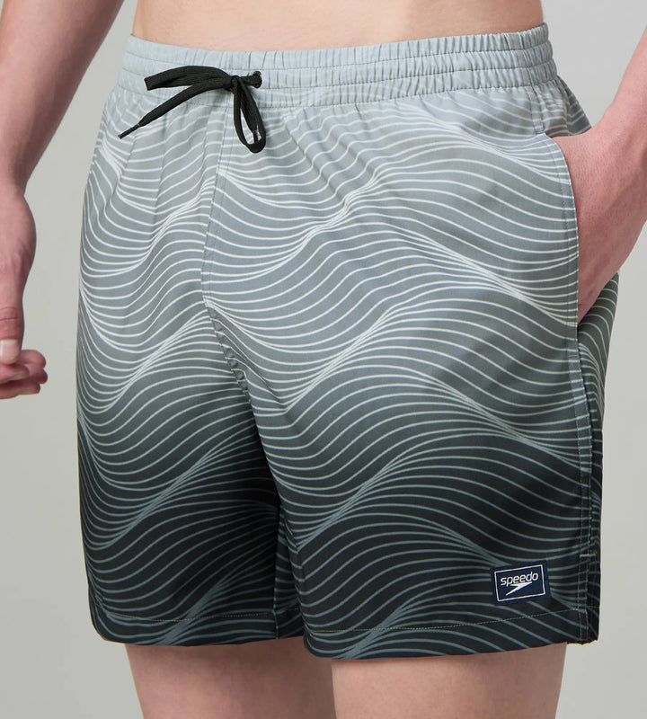 Men's 4 Way Comfort Stretch Essential Printed Watershorts With Side Pockets - Antracite & Coin Grey