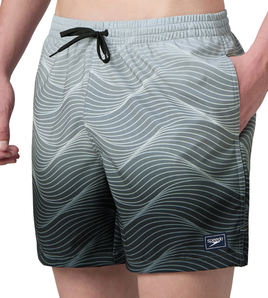 Men's 4 Way Comfort Stretch Essential Printed Watershorts With Side Pockets - Antracite & Coin Grey