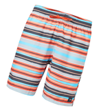Men's 4 Way Comfort Stretch Essential Printed Watershorts With Side Pockets - Grey Lead & Tropical Coral