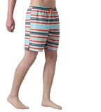 Men's 4 Way Comfort Stretch Essential Printed Watershorts With Side Pockets - Grey Lead & Tropical Coral