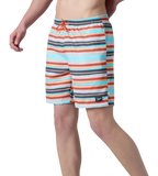 Men's 4 Way Comfort Stretch Essential Printed Watershorts With Side Pockets - Grey Lead & Tropical Coral