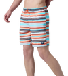 Men's 4 Way Comfort Stretch Essential Printed Watershorts With Side Pockets - Grey Lead & Tropical Coral