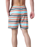 Men's 4 Way Comfort Stretch Essential Printed Watershorts With Side Pockets - Grey Lead & Tropical Coral