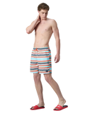 Men's 4 Way Comfort Stretch Essential Printed Watershorts With Side Pockets - Grey Lead & Tropical Coral