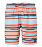Men's 4 Way Comfort Stretch Essential Printed Watershorts With Side Pockets - Grey Lead & Tropical Coral
