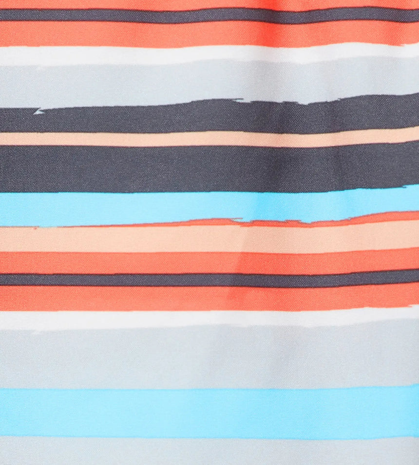 Men's 4 Way Comfort Stretch Essential Printed Watershorts With Side Pockets - Grey Lead & Tropical Coral