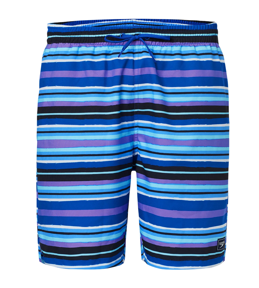 Men's 4 Way Comfort Stretch Essential Printed Watershorts With Side Pockets - Peacoat & Periwinkle Blue