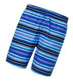 Men's 4 Way Comfort Stretch Essential Printed Watershorts With Side Pockets - Peacoat & Periwinkle Blue