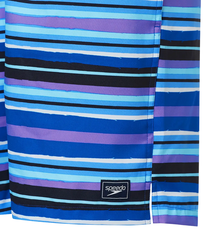 Men's 4 Way Comfort Stretch Essential Printed Watershorts With Side Pockets - Peacoat & Periwinkle Blue