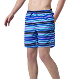 Men's 4 Way Comfort Stretch Essential Printed Watershorts With Side Pockets - Peacoat & Periwinkle Blue