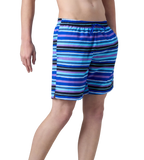 Men's 4 Way Comfort Stretch Essential Printed Watershorts With Side Pockets - Peacoat & Periwinkle Blue