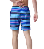 Men's 4 Way Comfort Stretch Essential Printed Watershorts With Side Pockets - Peacoat & Periwinkle Blue