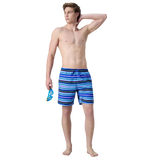 Men's 4 Way Comfort Stretch Essential Printed Watershorts With Side Pockets - Peacoat & Periwinkle Blue
