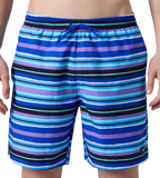Men's 4 Way Comfort Stretch Essential Printed Watershorts With Side Pockets - Peacoat & Periwinkle Blue
