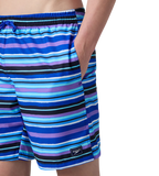 Men's 4 Way Comfort Stretch Essential Printed Watershorts With Side Pockets - Peacoat & Periwinkle Blue