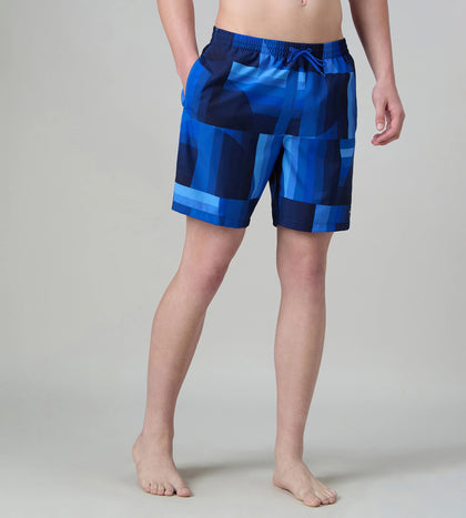 Men's 4 Way Comfort Stretch Essential Printed Watershorts With Side Pockets - Periwinkle Blue