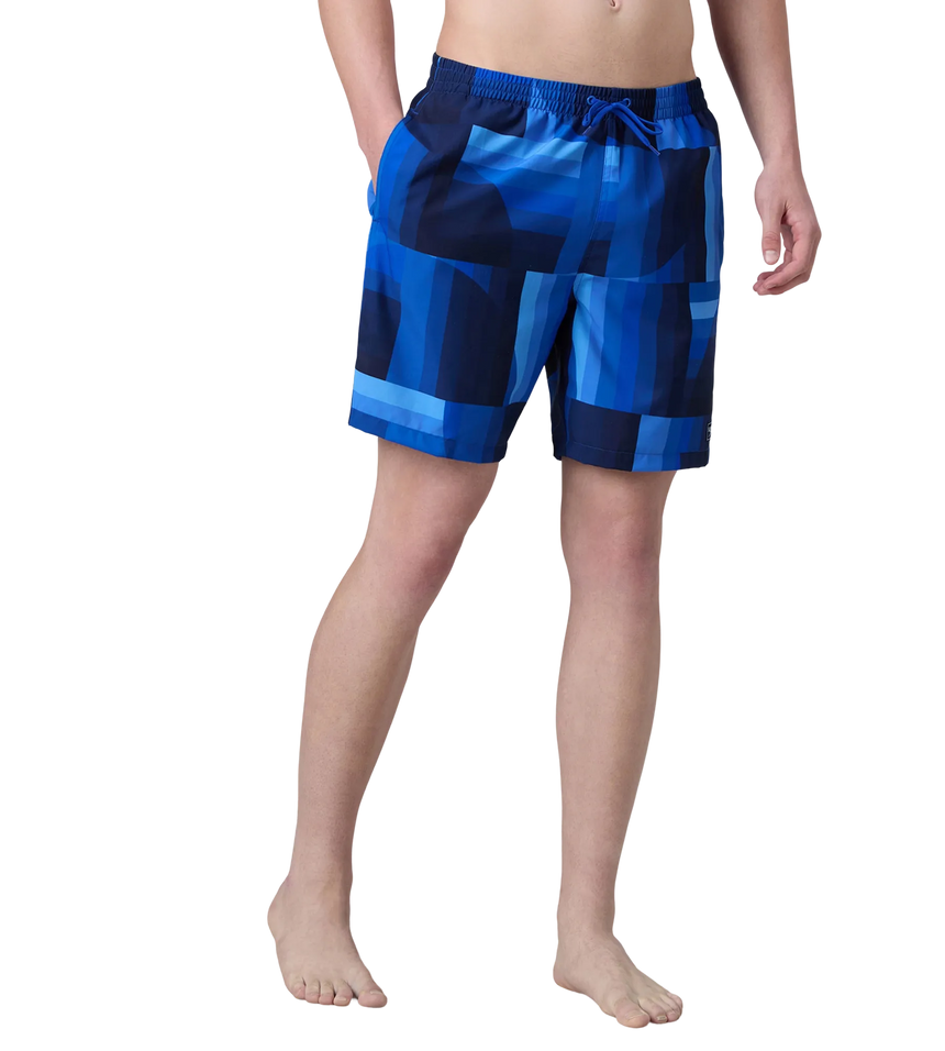Men's 4 Way Comfort Stretch Essential Printed Watershorts With Side Pockets - Periwinkle Blue