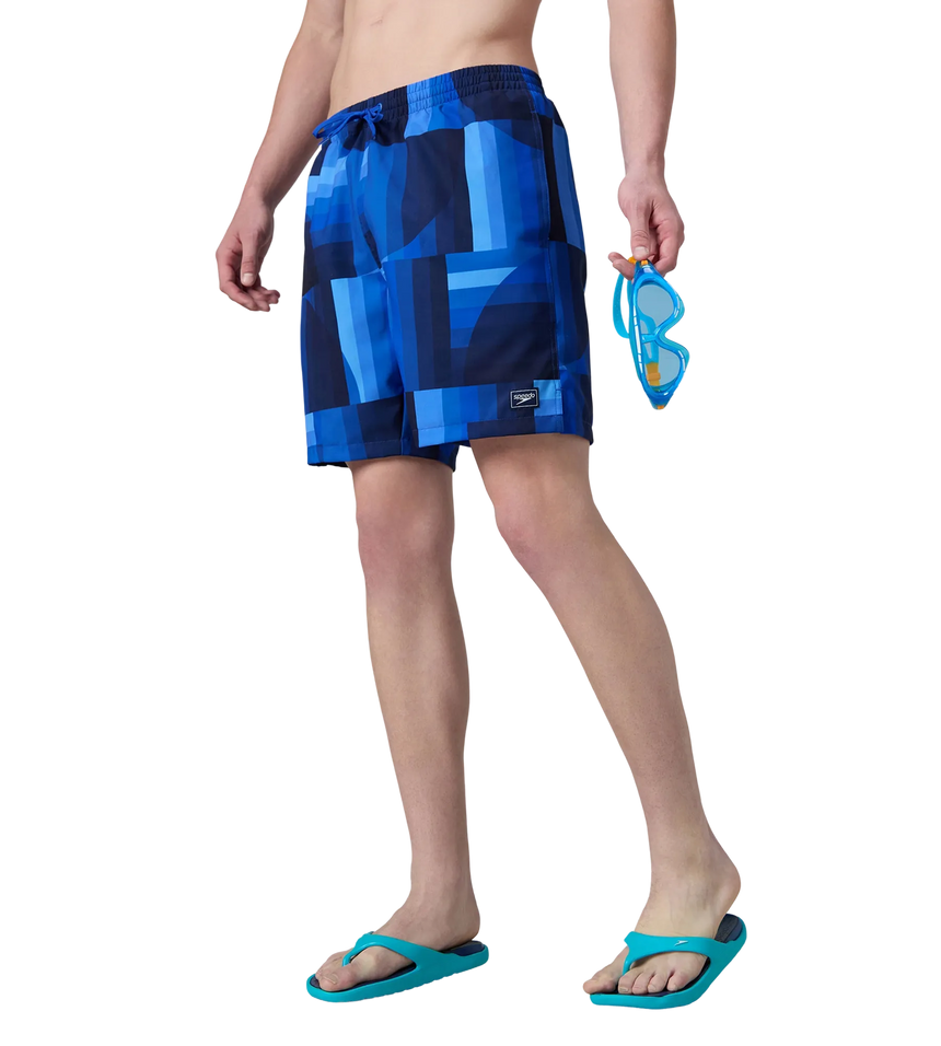Men's 4 Way Comfort Stretch Essential Printed Watershorts With Side Pockets - Periwinkle Blue