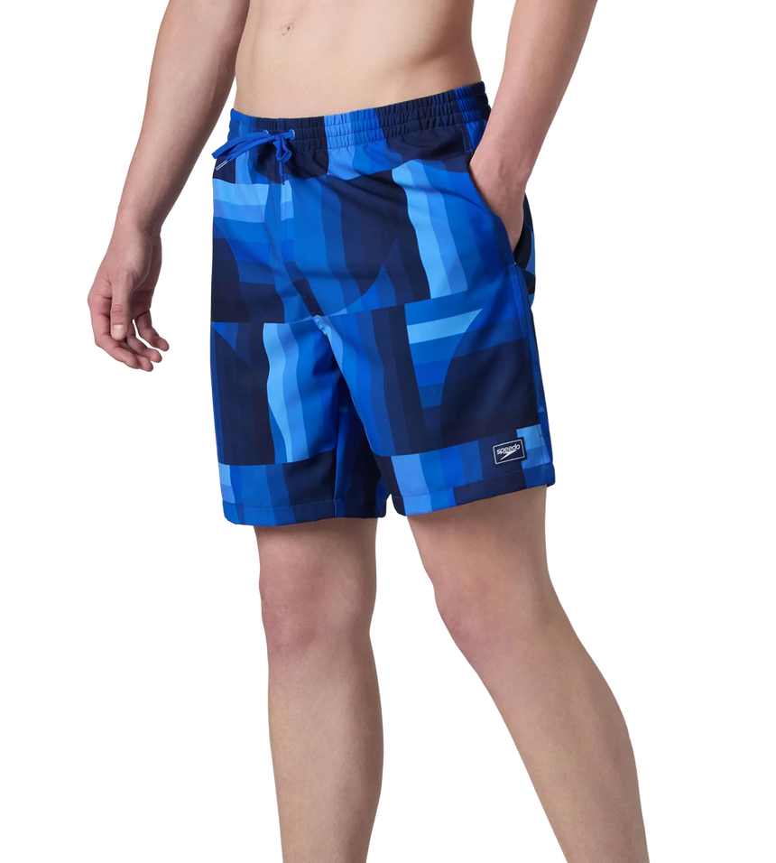 Men's 4 Way Comfort Stretch Essential Printed Watershorts With Side Pockets - Periwinkle Blue