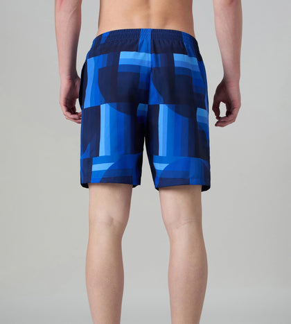Men's 4 Way Comfort Stretch Essential Printed Watershorts With Side Pockets - Periwinkle Blue