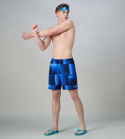 Men's 4 Way Comfort Stretch Essential Printed Watershorts With Side Pockets - Periwinkle Blue