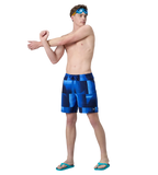 Men's 4 Way Comfort Stretch Essential Printed Watershorts With Side Pockets - Periwinkle Blue