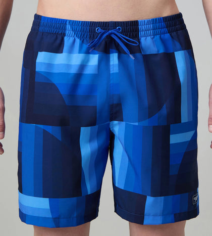 Men's 4 Way Comfort Stretch Essential Printed Watershorts With Side Pockets - Periwinkle Blue