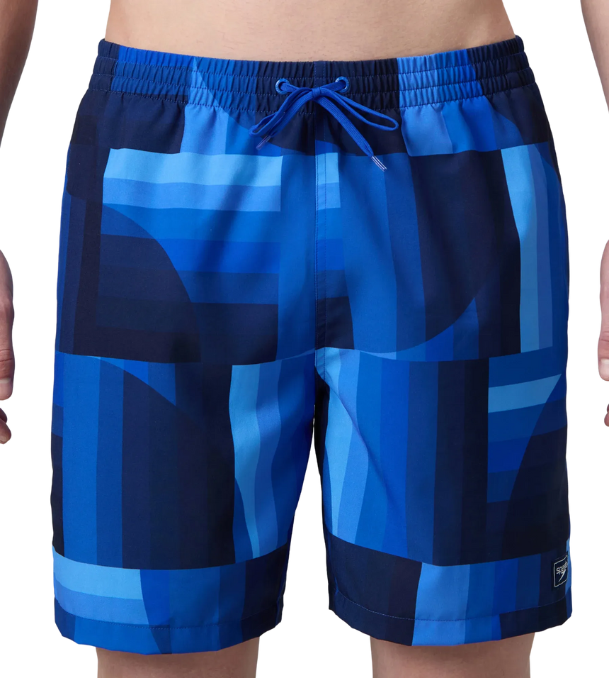 Men's 4 Way Comfort Stretch Essential Printed Watershorts With Side Pockets - Periwinkle Blue