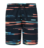 Men's 4 Way Comfort Stretch Essential Printed Watershorts With Side Pockets - Antracite & Tropical Coral