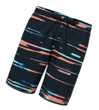 Men's 4 Way Comfort Stretch Essential Printed Watershorts With Side Pockets - Antracite & Tropical Coral