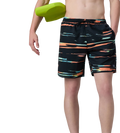 Men's 4 Way Comfort Stretch Essential Printed Watershorts With Side Pockets - Antracite & Tropical Coral