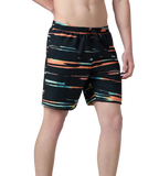 Men's 4 Way Comfort Stretch Essential Printed Watershorts With Side Pockets - Antracite & Tropical Coral