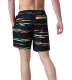 Men's 4 Way Comfort Stretch Essential Printed Watershorts With Side Pockets - Antracite & Tropical Coral