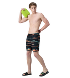 Men's 4 Way Comfort Stretch Essential Printed Watershorts With Side Pockets - Antracite & Tropical Coral