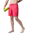 Men's 4 Way Comfort Stretch Essential Printed Watershorts With Side Pockets - Margarita Pink & Tropic Coral