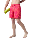 Men's 4 Way Comfort Stretch Essential Printed Watershorts With Side Pockets - Margarita Pink & Tropic Coral