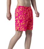 Men's 4 Way Comfort Stretch Essential Printed Watershorts With Side Pockets - Margarita Pink & Tropic Coral
