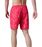 Men's 4 Way Comfort Stretch Essential Printed Watershorts With Side Pockets - Margarita Pink & Tropic Coral