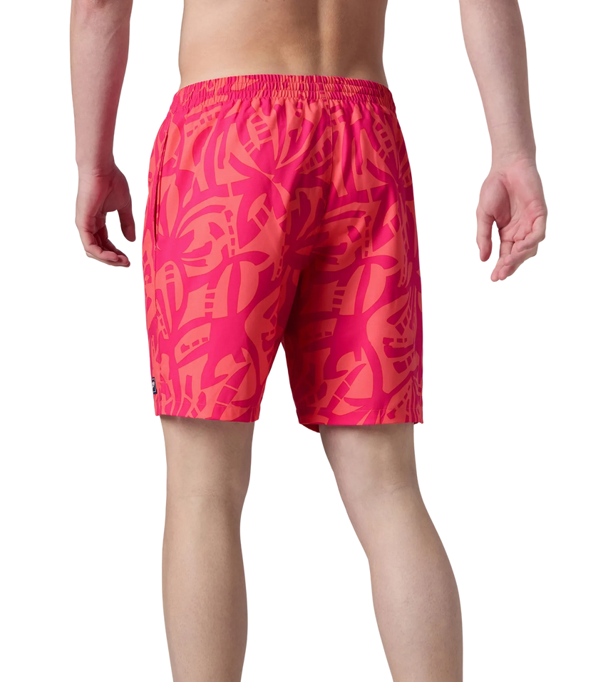Men's 4 Way Comfort Stretch Essential Printed Watershorts With Side Pockets - Margarita Pink & Tropic Coral
