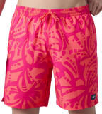 Men's 4 Way Comfort Stretch Essential Printed Watershorts With Side Pockets - Margarita Pink & Tropic Coral