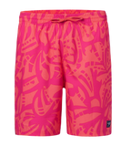 Men's 4 Way Comfort Stretch Essential Printed Watershorts With Side Pockets - Margarita Pink & Tropic Coral