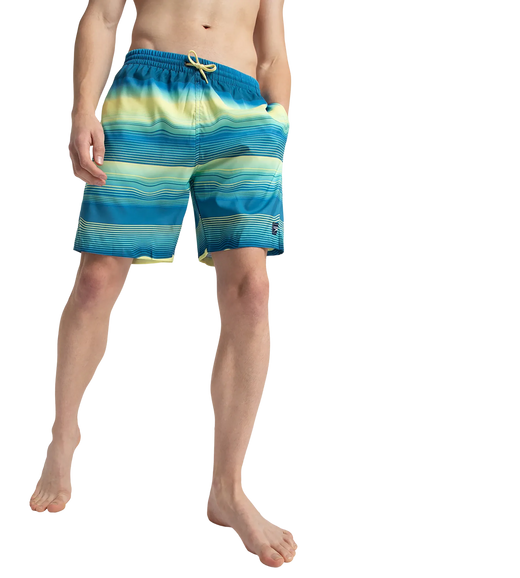 Men's Recycled Polyster Placement Printed Leisure Watershorts - Marine Blue & Pulcino
