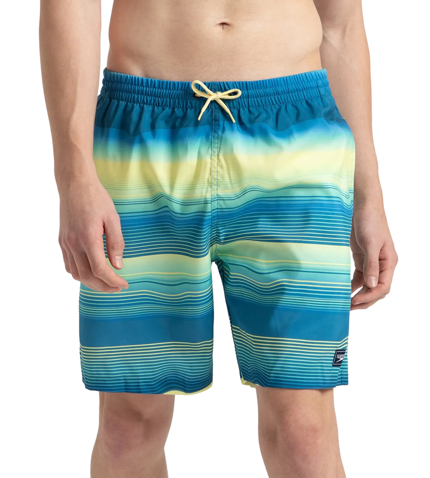 Men's Recycled Polyster Placement Printed Leisure Watershorts - Marine Blue & Pulcino